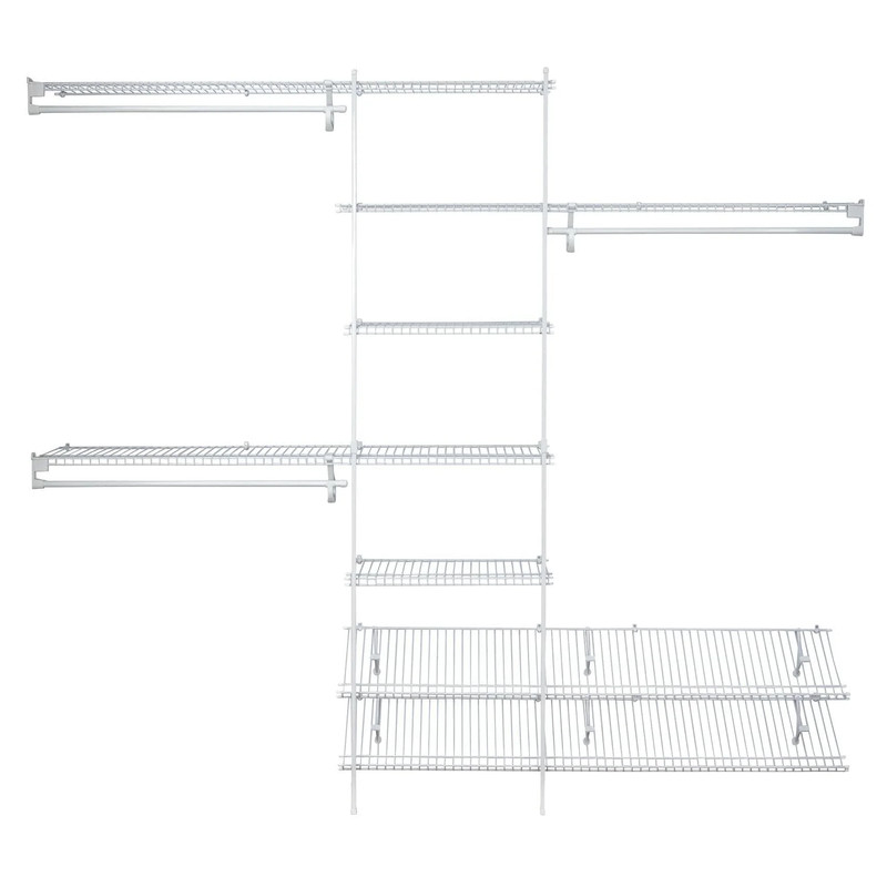 SuperSlide Closet Organizer Kit with Shoe Shelf 5' - 8' W Fixed Mount, White